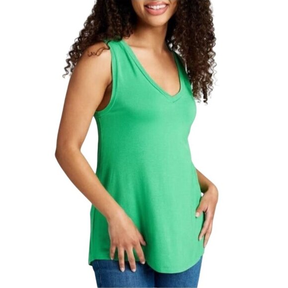 Modcloth Tops - NEW ModCloth‎ Essential V-Neck Tank Top Green Sleeveless Lightweight Soft Size L